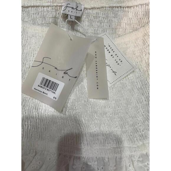 Sabo Harmony Skirt Womens S Eyelet Smocked Stretch High Waist Mini Skirt New - Picture 7 of 9